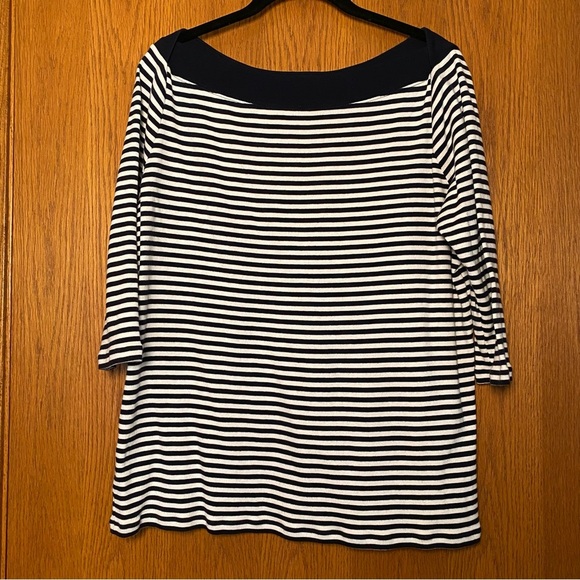 Chaps 1X Nautical Boat Neck Women’s Striped Knit Top Super Soft Cotton - Picture 2 of 10